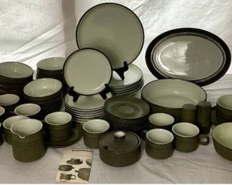 Vintage Denby Stoneware- Camelot Dark Green- Dinnerware Set