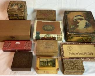 Collection of Vintage Wooden Boxes