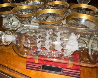 glass ship in a bottle 