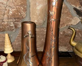 Heinz Arts and Crafts Sterling Overlay vases 