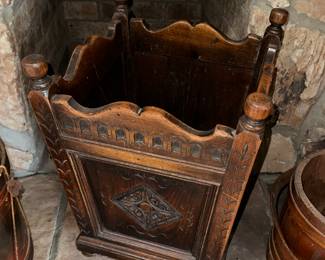 Kittinger Carved Wood Waste Basket 