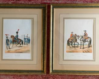 Pair of Antique Gendarmerie de France, French Prints by Lemercier Paris, Framed