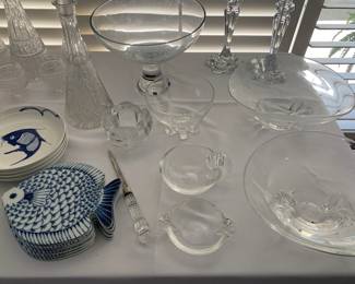 Various Pieces by Steuben and Assorted Fish Plates