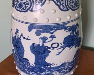 Chinoiserie Blue and White Porcelain Garden Stool
