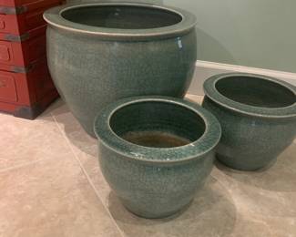 Green Crackle Glaze Ceramic Pots