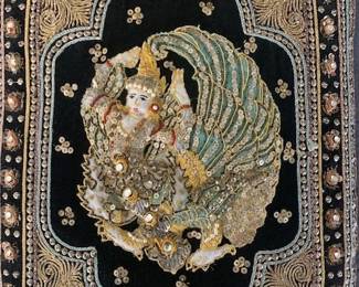 Antique Burmese Kalanga Tapestry Pillow