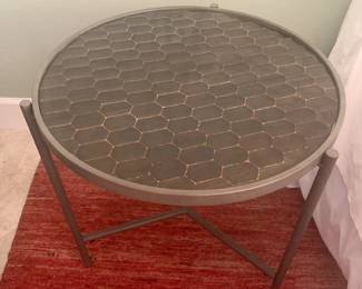 Pair of Contemporary Round Honeycomb Side Tables