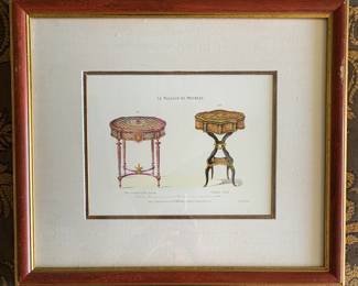 Circa 1860, Prints Depicting Hand Painted Tables by Quentin, Framed (Four Total)