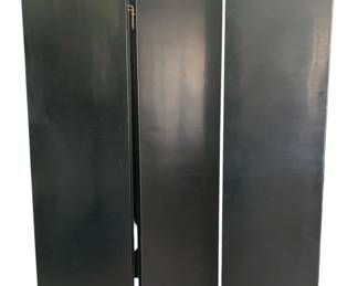Late 19th Century 3-Panel Solid Black Coromandel Asian Screen With Brass Pin Hinges