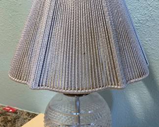Faceted Table Lamp on Pedestal with Rope Lampshade