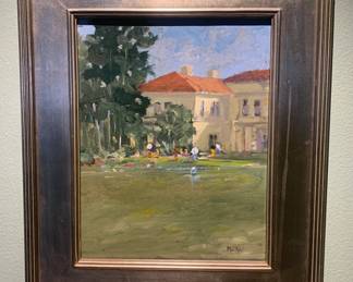 Walter McNall, American 1925-2020. Original Oil Painting "April Showers" 2008. Huntington Library