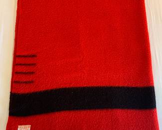 1950s Hudson Bay Four Point Red Wool Blanket England