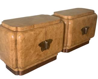 Pair of Henredon Circa East Nightstands with Brass Butterfly Handles