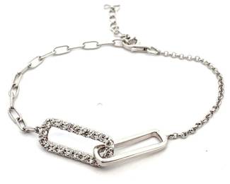 Chic 1.08 Carat Pavé Diamond Double Paperclip Chain Bracelet