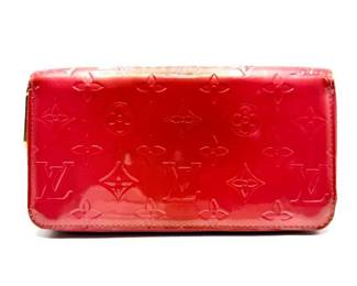 Louis Vuitton Red Vernis Leather Multiple Wallet with Pink Internal