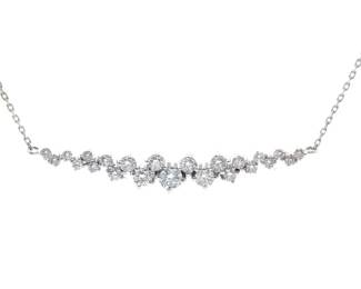 NEW! 1 Carat Diamond Icicle Bar Pendant Necklace in 14k White Gold
