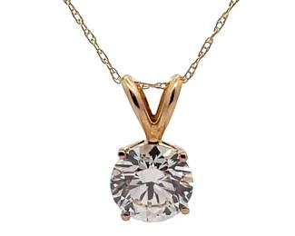 1.55 Carat Diamond Solitaire Split Bail Pendant Necklace in 14k Yellow Gold