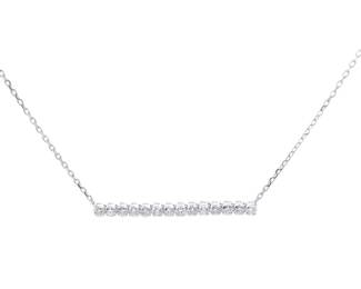 NEW! 0.25 Carat Pavé Diamond Bar Pendant Necklace in 14k White Gold