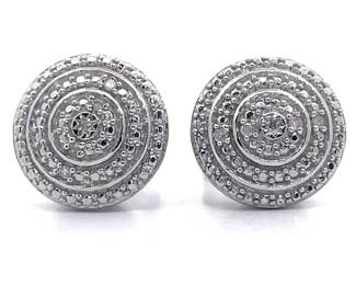 Natural Diamond Accent Vintage Style Stud Earrings