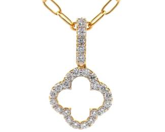 1 Carat Open Halo Four-Petal Flower Pendant Necklace