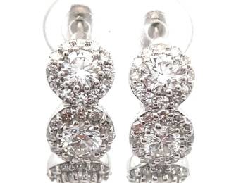 2.25 Carat Diamond Triple Pavé Halo Hoop Earrings in 14k White Gold
