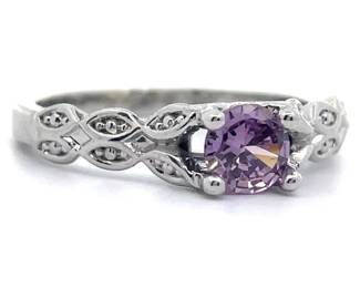 Amethyst Leaf & Vine Fancy Gallery Ring