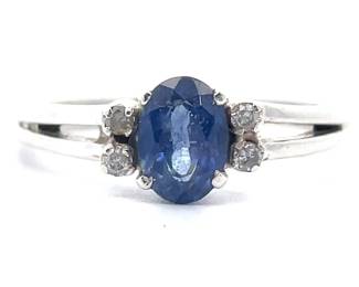 Natural Blue Spinel & Diamond Split Shank Ring