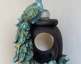 Art Deco Style Peacock Figurine with Marble Base