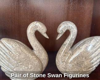 Pair of Stone Swan Figurines