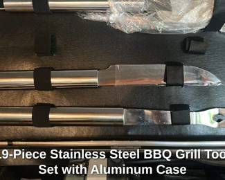 19-piece Stainless Steel BBQ Grill Tool Set with Aluminum Case