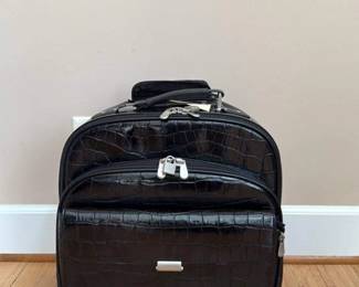 Wilson's The Leather Experts Crocodile Embossed Rolling Briefcase