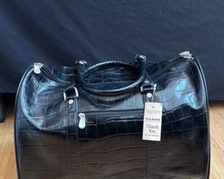 Wilsons Leather Crocodile Embossed Duffle Bag
