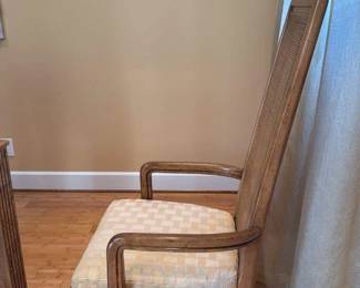 Cane Back Dining Chair with Upholstered Seat