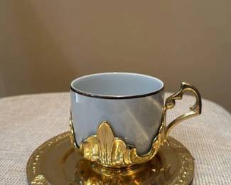 Turkish Coffee Cup Set with Gold Accents