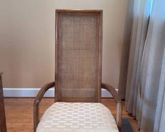 Cane Back Dining Chair with Upholstered Seat