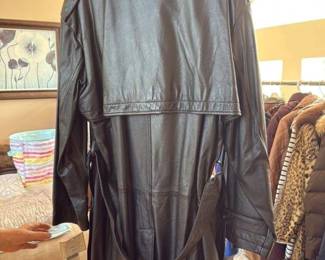 David Taylor Black Leather Trench Coat