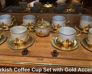 Turkish Coffee Cup Set with Gold Accents