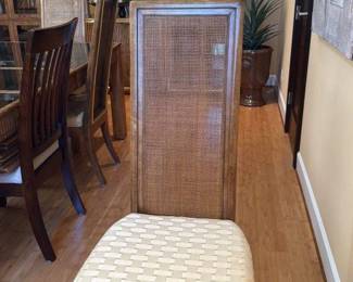 Cane Back Dining Chair with Upholstered Seat