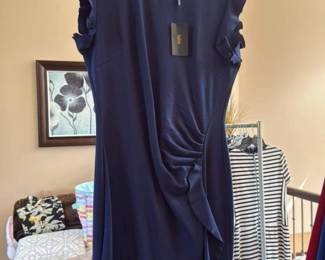 Knitee Navy Blue Ruffle Detail Dress