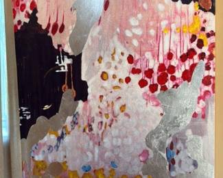 Abstract Mixed Media Painting with Silver Leaf