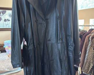 David Taylor Black Leather Trench Coat