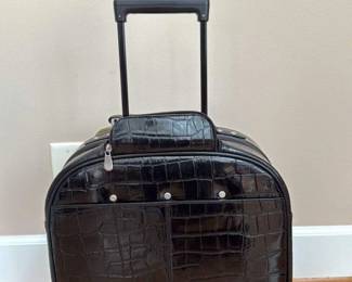 Wilson's The Leather Experts Crocodile Embossed Rolling Briefcase