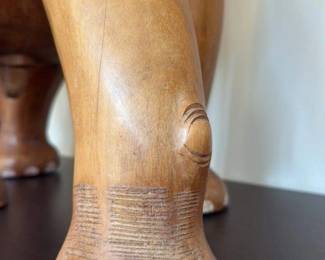 Vintage Wooden Elephant Sculpture