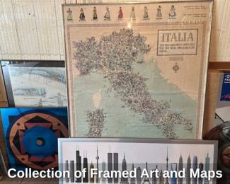 Collection of Framed Art and Maps