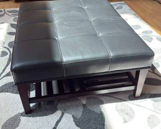 Floral Pattern Area Rug with Upholstered Ottoman