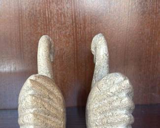 Pair of Stone Swan Figurines