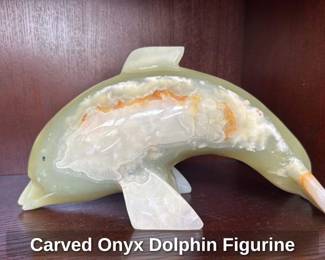 Carved Onyx Dolphin Figurine