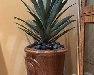 Large Ceramic Urn Planter with Agave Plant