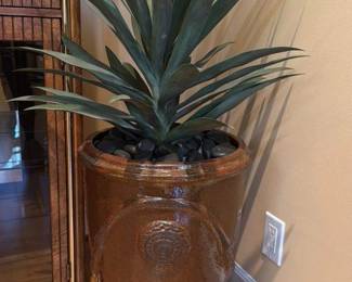 Large Ceramic Urn Planter with Agave Plant