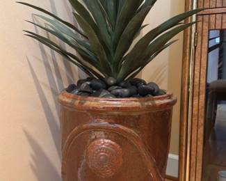 Large Ceramic Urn Planter with Agave Plant